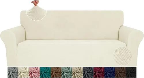 Vista 22 de JIVINE - Funda para sofá biplaza, 1 pieza elástica para sofá de 2 cojines, protector de muebles con parte inferior elástica para niños y mascotas