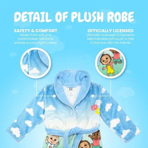 Vista 4 de Cocomelon Bata de felpa 3D JJ Playtime para niños pequeños