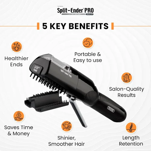 Vista 3 de Split-Ender PRO - Herramienta de Belleza Profesional Original - Recortadora de Puntas Abiertas Inalámbrica para Cabello Dañado, Seco, Quebradizo