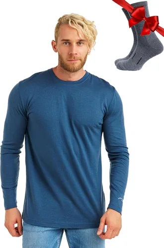Vista 8 de 100% Merino Wool Base Layer Mens - Long Sleeve Thermal Shirts with Socks .320 negro