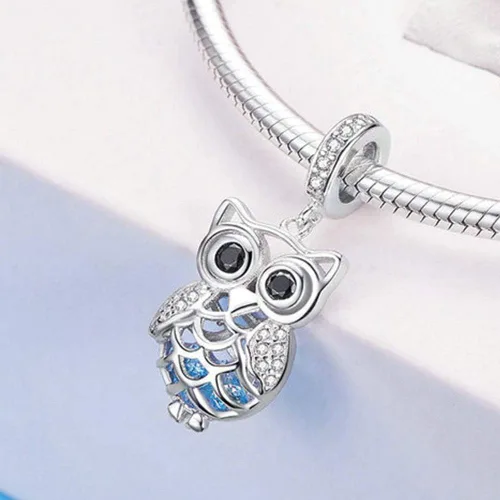 Vista 2 de Abalorio de gato de plata de ley 925 con diseño de animales para pulsera Pandora