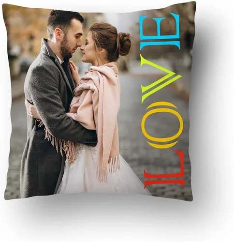 Vista 9 de Almohada fotográfica personalizada. Personalizada con imágenes para cumpleaños, aniversario y Navidad. (inserto + funda)