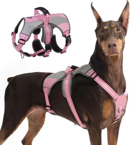 Vista 8 de Mihachi Arnés para perros pequeños, chaleco de servicio sin tirones a prueba de escapes, con tiras reflectantes y asa de control, ajustable