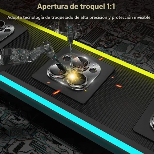 Vista 2 de YWXTW Protector de lente de cámara de vidrio templado para iPhone 14 Pro Max, protección de cobertura completa 3D, tecnología de círculo nocturno