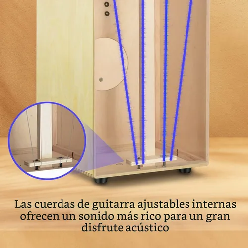 Vista 2 de Donner Cajón de tambor de percusión, instrumento de tamaño completo con cuerdas y estuche, caja de ritmo de madera de abedul, cajón de percusión