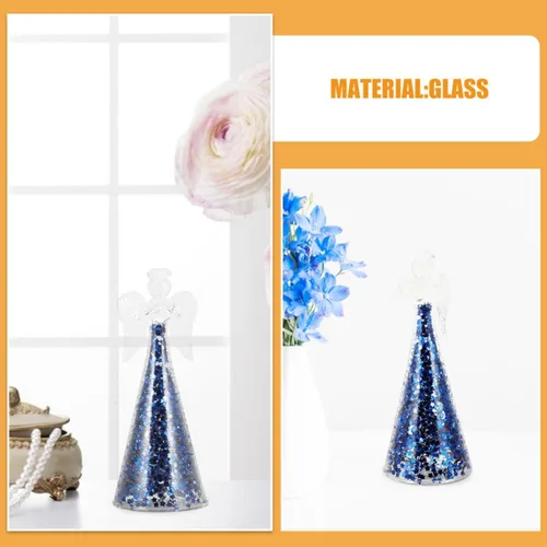 Vista 8 de 2Pcs Glass Angel Figurines, Cute Decor Ornaments, Blue Romantic Gift