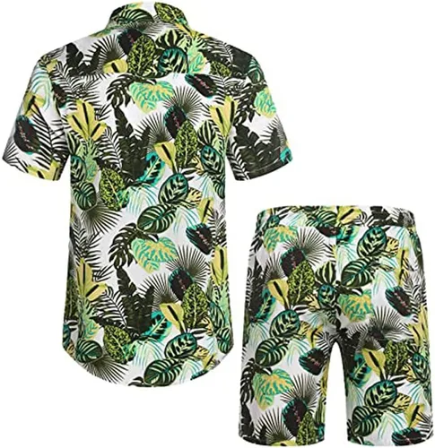 Vista 3 de AOTORR Conjunto hawaiano de 2 piezas para hombre, trajes de chándal florales, camisas casuales de manga corta y pantalones cortos, trajes