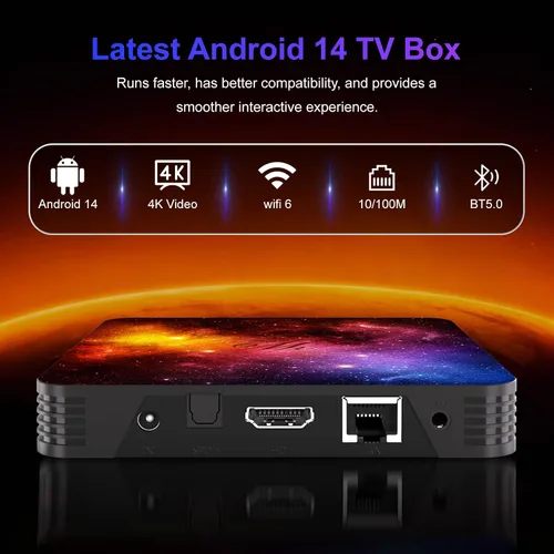 Vista 6 de Android 14.0 TV Box 4GB RAM 64GB ROM, procesador de cuatro núcleos, mini