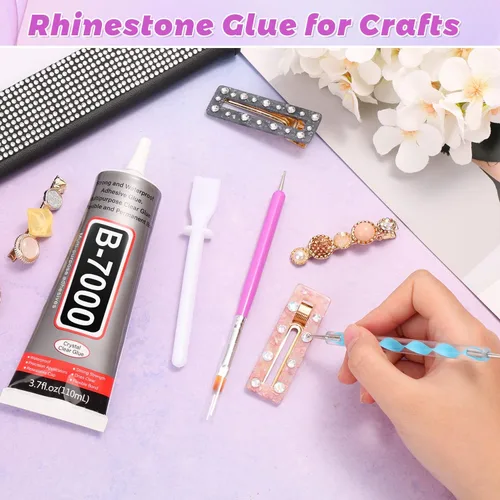 Vista 2 de Pegamento B7000 de 3.7 fl oz con punta de precisión, pegamento deslumbrante y herramienta Gem Tac Glue for Rhinestones, Strong Adhesive Jewelry