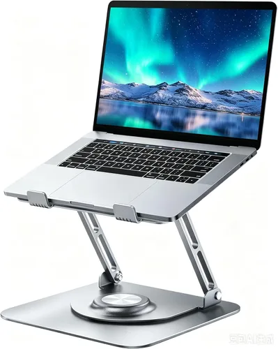 Vista 7 de Laptop Stand for desk(360°Rotating),Aluminum laptop Riser for 10-16"Laptops Oro rosa