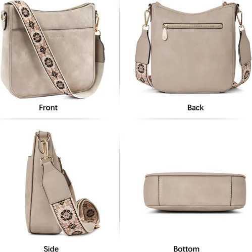 Vista 7 de BOSTANTEN - Bolsos bandolera para mujer, de cuero vegano moderno, estilo hobo, con correa ancha para el hombro