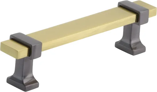 Vista 22 de Amerock Mango de gabinete Cromo negro/Oro cepillado 3-3/4 pulgadas (96 mm) de centro a centro Overton paquete de 1 unidad Jaladera