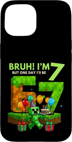 Vista 6 de Bruh I'm 7 But One-Day I'll Be 67 Retro 7th Birthday Kids Case for iPhone 17