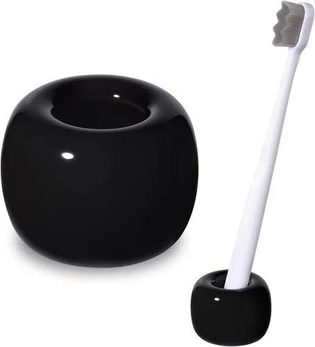 Vista 15 de Urbanstrive - Soporte para cepillo de dientes de cerámicas mini elegante para encimeras de mueble de baño (1 paquete, blanco)