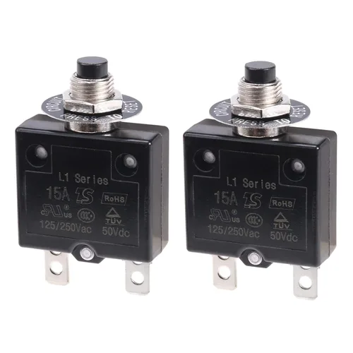 Vista 7 de 2 piezas de disyuntor térmico de 3 A, disyuntor de protector térmico de sobrecarga con botón de reinicio manual 32V DC 125/250V AC 3A con cables