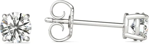 Vista 2 de Vaarya Aretes de tuerca de oro blanco hipoalergénico de 12 quilates con certificación GHSI2-I1 AGS de 14 quilates, Oro blanco, diamante
