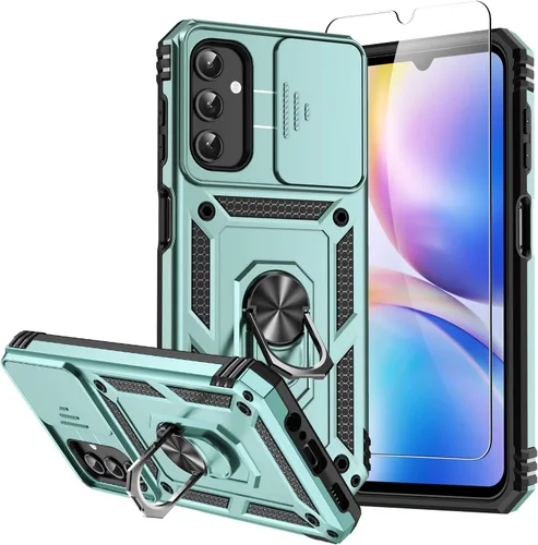 Vista 13 de Funda para Samsung Galaxy A14 5G con protector de pantalla y cubierta para lente de cámara, [grado militar] probada contra caídas de 16 pies, Negro