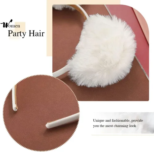 Vista 8 de Catery Diademas de orejas de gato, orejas bonitas, aro de pelo de peluche, para Halloween, accesorio para el cabello