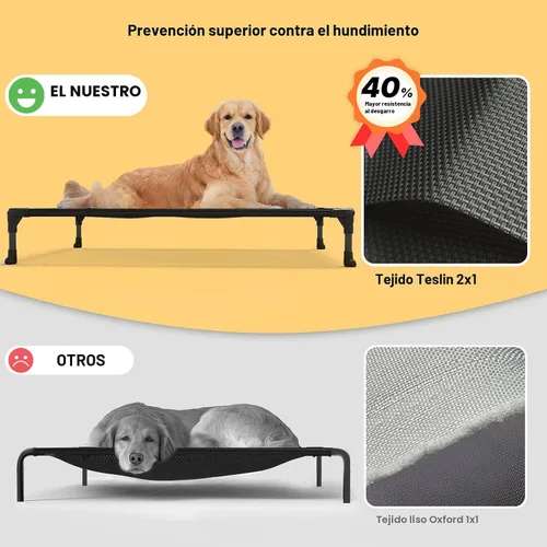 Vista 3 de Veehoo Cama elevada para perros medianos, para exteriores, cama elevada y refrescante para perros, cama para mascotas con malla transpirable, patas