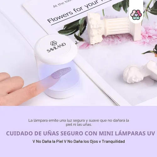 Vista 5 de Saviland Mini Lámpara de Uñas, Lámpara de Uñas de Secado Rápido de Gel 16W, Luz UV Portátil para Extensión de Uñas Fácil y Rápida, Lámpara de Curado