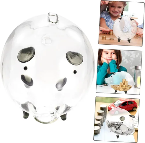 Vista 8 de Caja de dinero de cristal, hucha para niños y niñas, alcancía en forma de cerdo