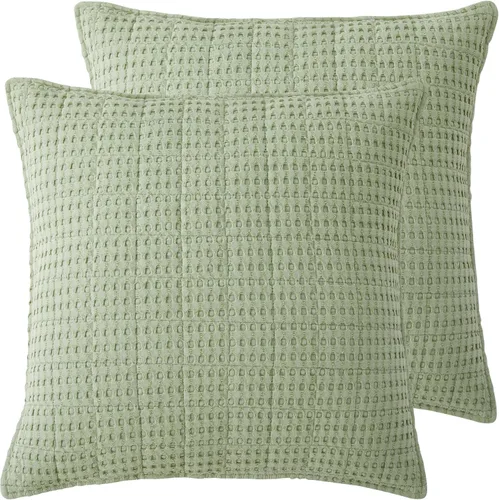 Vista 5 de Levtex Home - Mills Waffle - Juego de fundas de almohada Euro (Set de dos) - Spa - Tamaño de funda (66x66 cm), sin inserto