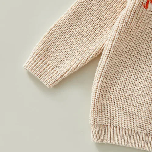 Vista 4 de Suéter de Halloween para bebé niña y niño, ropa de bebé con letras de calabaza y cuello redondo, sudadera sin botones para otoño e invierno