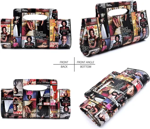 Vista 3 de Michelle Obama - Bolsa cruzada impresa para revista, bolso de mano con asa superior
