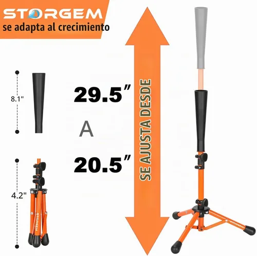 Vista 2 de Storgem Baseball Softball Tee, Batting Tee for Kids, T Ball Training Stand Baseball Tee for Kids with Easy Adjustment, T Ball Batting Stand for