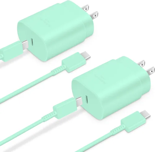 Vista 25 de GUUSMART Cargador tipo C, paquete de 2 cables de carga USB C de 25 W de largo y 6 pies Cargador tipo C Bloque de carga rápida compatible con Negro