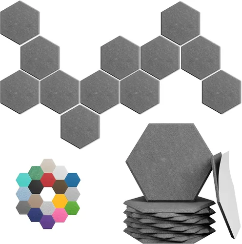 Vista 16 de Paneles hexagonales en forma de A, paquete de 12 paneles acústicos de alta densidad de 12 x 10 x 0.4 pulgadas para mejorar la reducción de ruido