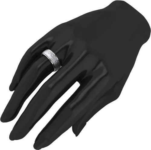Vista 5 de Anillo de boda unisex de plata de ley maciza pesada de 0.236in y 0.315in martillado, ajuste cómodo, anillo elevado en el centro pulido, Plata
