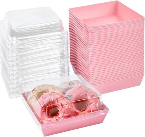 Vista 13 de Ocmoiy Cajas pequeñas de charcutería con tapas transparentes, recipientes de papel desechables para alimentos para llevar, cajas de postre