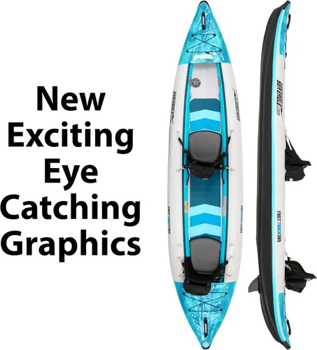 Vista 8 de Sea Eagle Kayak inflable Fasttrack rediseñado de 385 pies de 12 pies 8 pulgadas, kayak de turismo para 2 personas, fondo rígido en V de alta presión