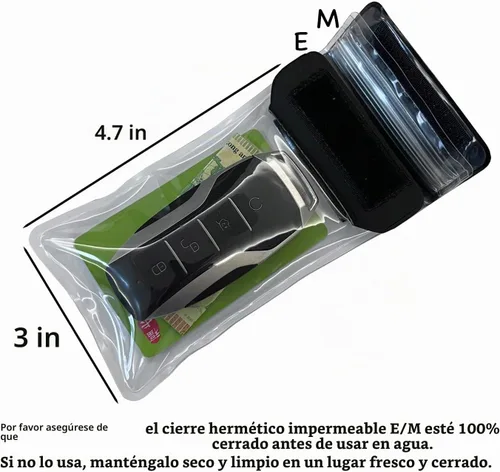 Vista 2 de Waterproof Car Key Fob Case Swim Dry Key Shell Bag Transparente