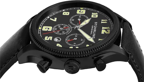 Vista 3 de Stuhrling Original 58402 Mónaco Reloj de cuarzo con pantalla analógica color negro