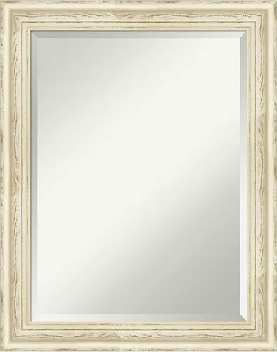 Vista 8 de Amanti Art - Espejo de baño blanco para sobre lavabo, espejo rectangular de 24x20 con lavado de campo blanco, marco rústico pequeño de madera