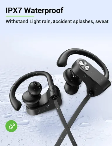 Vista 5 de Auriculares Bluetooth Stiive, audífonos deportivos inalámbricos 5.3 IPX7 impermeables con micrófono, auriculares estéreo a prueba de sudor