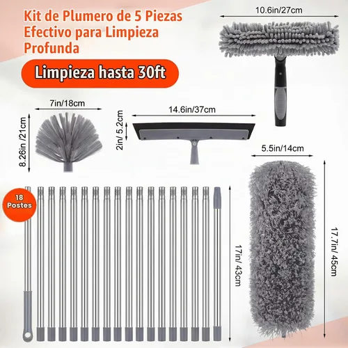 Vista 2 de Kit de plumero de alto alcance de 30 pies con poste de extensión de 2 a 24 Gris
