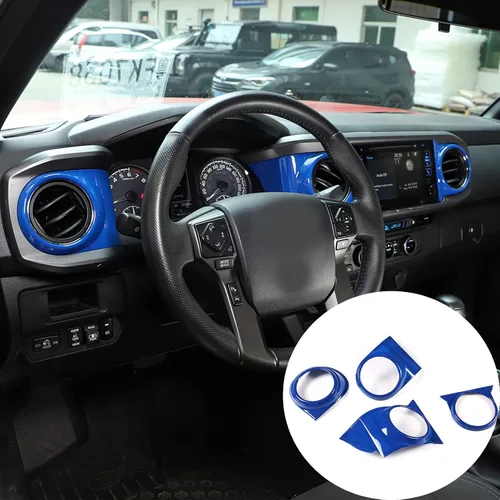 Vista 11 de 4 piezas de anillos de ventilación de aire acondicionado para consola central interior de ABS para automóvil, marco de cubierta de borde