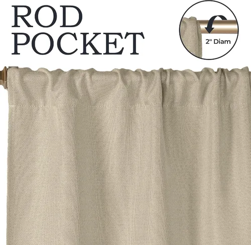Vista 5 de Superior Cortinas semiopacas, diseño clásico de lino, 26 x 84 pulgadas, cabecera con bolsillo para barra, cortinas de bloqueo solar y oscurecimiento
