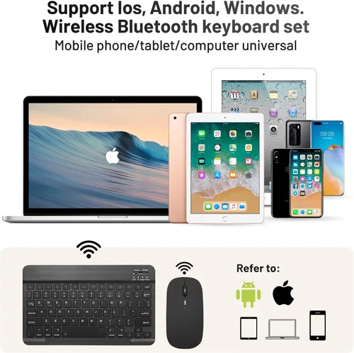 Vista 2 de Teclado Bluetooth Ultradelgado Portátil Mini Inalámbrico Recargable para Apple iPad iPhone Samsung Tablet Teléfono Smartphone iOS Android Windows