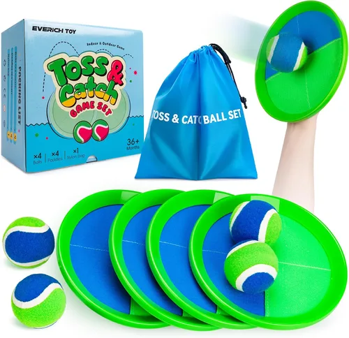 Vista 11 de Juego de Pelota de Lanzar y Atrapar y Pelota de Paleta, Juegos al Aire Libre para Juguetes de Niños, Juegos Familiares de Navidad, Juego de Playa