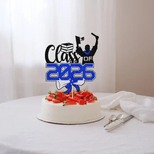 Vista 6 de Gold Class of 2025 - Decoración para tartas de graduación con purpurina para la clase de 2025, suministros de fiesta de graduación – Graduados