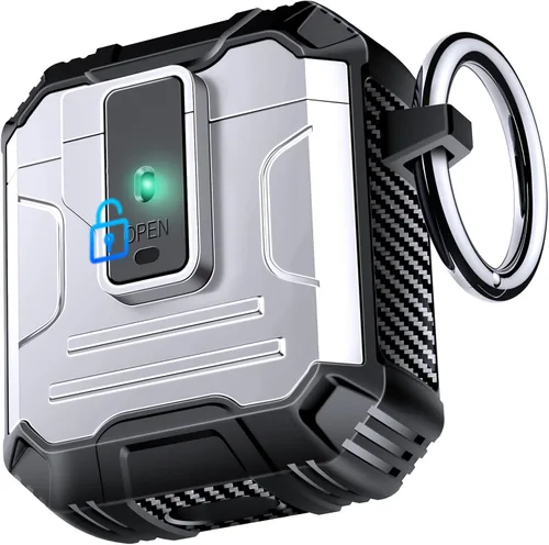 Vista 28 de Amoured AutoPOP - Funda para AirPods Pro de 1ª generación con cerradura y llavero, protección resistente de 360° y mecanismo de apertura de 1 clic