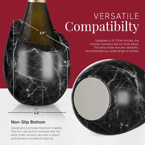 Vista 4 de Cubo Enfriador de Vino de Mármol Homeries - Enfriador de Vino y Champán para Fiestas, Cena – Mantén el Vino y las Bebidas Frías, Enfriadores de Vino