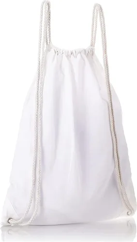Vista 2 de TBF Bolsas de mochila con cordón blanco de lona de algodón durable al por mayor a granel 14 "x 18" H (12)