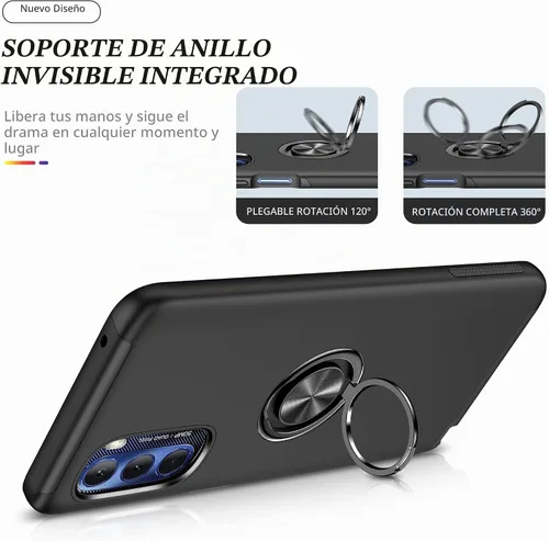 Vista 5 de Funda para Moto G Stylus 5G 2022 con película nano a prueba de explosiones, paquete de 2, funda invisible de grado militar (negro)