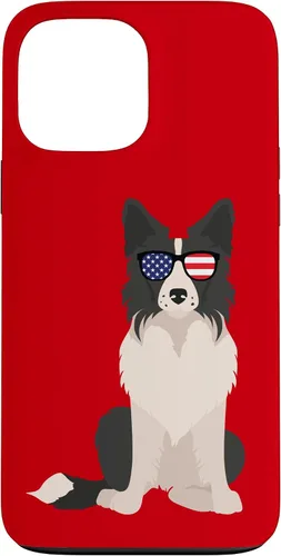 Vista 24 de Border Collie July 4th Patriotic American Sunglasses Dog Case for iPhone 16