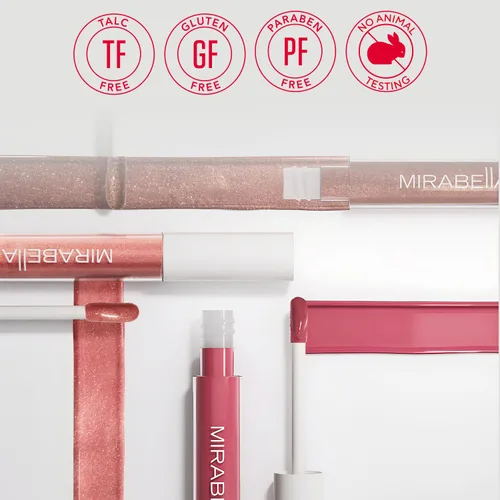 Vista 5 de Mirabella - Brillo de labios Luxe Advanced Formula, brillo labial hidratante no pegajoso con lanolina vegana, aceite de jojoba y vitamina E